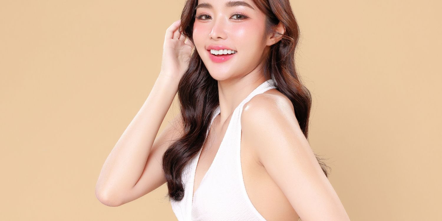 Smiling woman with radiant skin