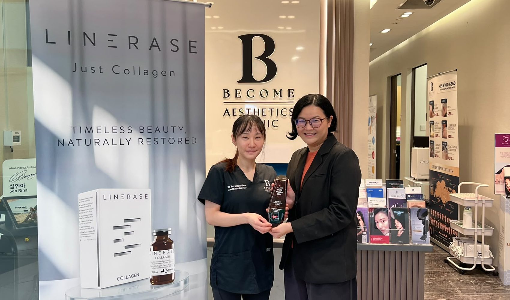 BECOME Aesthetics Clinic staff at a clinic reception