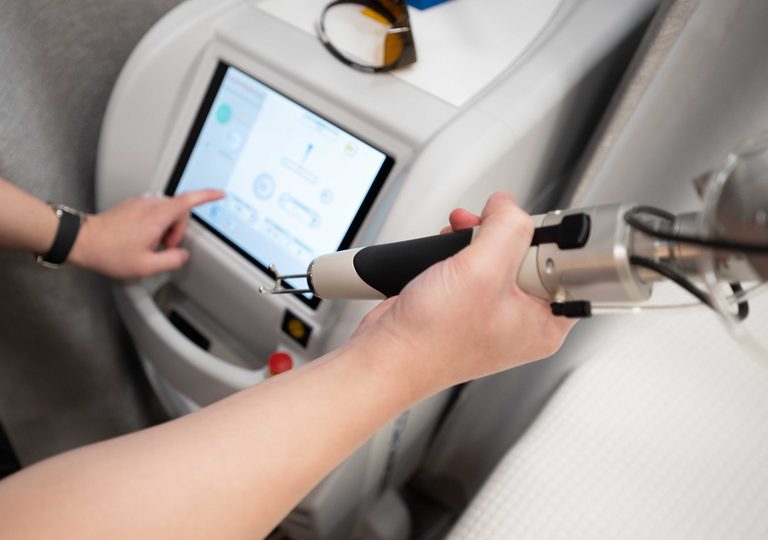 Laser settings selected on the touchscreen
